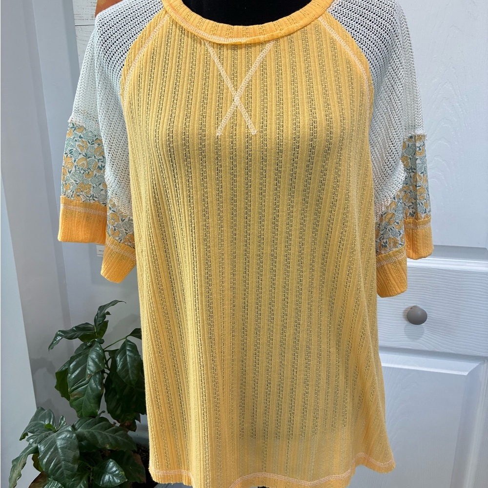 POL Yellow Gold Raglan Short Sleeve Ribbed Tee
